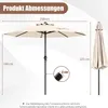 Diagram showing the dimensions of a beige patio umbrella. Podgląd zdjęcia produktu