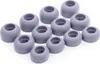 A collection of purple silicone ear tips for earbuds, arranged on a white background. Produktbild-Vorschau