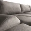 A close-up view of a grey fabric sofa. Produktbild-Vorschau