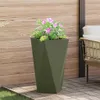 vidaXL Fioriera 2 pezzi Verde oliva 40 x 40 x 75 cm Acciaio Anteprima dell’immagine prodotto 4