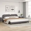 Möbel Bett mit Matratze Grau 200x200 cm Kunstleder - Produktbild-Vorschau 3