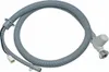 A gray corrugated hose with white and silver connectors, likely for a washing machine or dishwasher. Produktbild-Vorschau