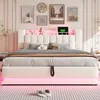 A bedroom scene featuring a white upholstered bed with LED lighting. Náhľad obrázku produktu