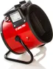 A red electric heater with a black stand and grille, set against a white background. Náhled obrázku produktu