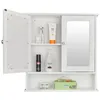 A white bathroom cabinet with its door open, displaying various toiletries and a mirror on the inside of the door. Anteprima dell’immagine prodotto