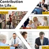 A collage of images depicting different life scenarios: school, bank, household, and hospital, with text overlays. Produktbild-Vorschau