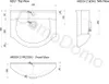 Technical drawing of a sink with dimensions. Náhled obrázku produktu