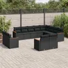 Design 12-tlg. Garten-Sofagarnitur mit Kissen Schwarz Poly Produktbild-Vorschau 1