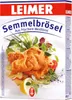 A box of Leimer Semmelbrösel (breadcrumbs) with an image of prepared food. Produktbild-Vorschau
