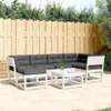 6-tlg. Garten-Sofagarnitur mit Kissen Weiß Massivholz Produktbild-Vorschau 2