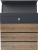 A front view of a mailbox with a wood-grain finish. Produktbild-Vorschau