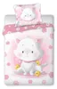 Freigestelle Produktansicht vom Baby Bettwäsche Set mit rosa Katze 2 tlg. 100x135 cm 100% Baumwolle Vista previa de la imagen del producto