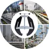A collage of industrial settings and a pipe clamp tool. Náhled obrázku produktu
