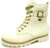 A white leather boot with gold accents on a white background. Produktbild-Vorschau
