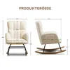 Front and side views of a beige rocking chair with dimensions indicated by measurement lines and numbers. Podgląd zdjęcia produktu