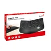 The image shows the product packaging for an ergonomic keyboard, with a partial view of a person's hands using the keyboard. Podgląd zdjęcia produktu