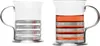 Two glass teacups with metal accents, one filled with a red beverage. Produktbild-Vorschau
