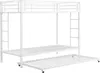 A white metal bunk bed with a pull-out trundle bed, shown against a white background. Voir les images du produit