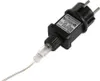 A close-up shot of a black electrical plug adapter with a silver wire extending from it, set against a white background. Voir les images du produit