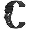 A black silicone watch strap with a silver buckle, shown against a white background. Produktbild-Vorschau