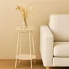 Runder Beistelltisch aus Metall in Beige, 60 cm hoch, 35 cm Produktbild-Vorschau 2