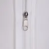 Close-up of a silver zipper pull on a white fabric. Produktbild-Vorschau