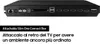 The back of a black electronic device with various ports, with text describing its function. Produktbild-Vorschau
