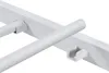 A close-up view of a white metal bed frame with two horizontal bars and supporting brackets. Podgląd zdjęcia produktu