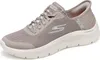 A single beige Skechers slip-on walking shoe is shown from a side-front angle against a white background. Anteprima dell’immagine prodotto