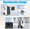 Collage showing a dehumidifier, its filter, and a cable storage feature. Produktbild-Vorschau