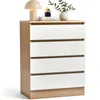 Commode à 4 tiroirs. Meuble de rangement blanc et en chêne. Voir les images du produit 1