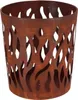 A rusty metal fire basket with a flame-like cut-out pattern. Produktbild-Vorschau