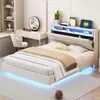 OKWISH Lit Double 140x200 cm - Lit Capitonné avec LED et Voir les images du produit 1