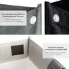 Close-up shots of a multi-compartment trash sorting system, highlighting its features like press studs for connection and reinforced struts for stability. Produktbild-Vorschau