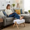 Relaxdays Fußhocker, gepolsterte Fußablage, Bambusbeine, Produktbild-Vorschau 5