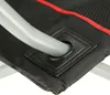 A close-up view of the corner of a black and red camping chair, showing the metal frame inserted into a reinforced fabric. Náhled obrázku produktu