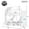 A diagram of a white bunk bed with dimensions labeled in centimeters. Produktbild-Vorschau