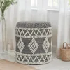 FineBuy Sitzhocker aus Wolle Ø 40 x 45 cm Grau-Creme Rund Produktbild-Vorschau 1