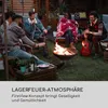 A group of friends are gathered around a fire pit in a backyard setting, enjoying each other's company. Produktbild-Vorschau