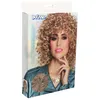A product box for a blonde curly wig, featuring a model wearing the wig and a close-up of the wig's texture. Náhled obrázku produktu