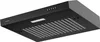 A black under-cabinet range hood is shown from a low angle, angled to the right. Produktbild-Vorschau