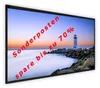 A lighthouse on a rocky shore at sunset with text overlays. Produktbild-Vorschau