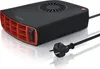 A black and red portable heater with a power cord and plug is shown on a white reflective surface. Produktbild-Vorschau