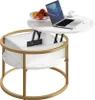 A lift-top coffee table with a marble-like finish and gold accents. Produktbild-Vorschau