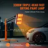 A triple-head infrared paint drying lamp positioned next to a white car. Podgląd zdjęcia produktu