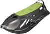 A black and green sled with a white rope and handle, isolated on a white background. Podgląd zdjęcia produktu