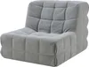 A gray upholstered floor chair with a tufted design, shown from a front-side angle against a white background. Náhled obrázku produktu