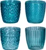 4er Set Windlicht H7,5cm Glas Türkis Teelichthalter Produktbild-Vorschau 1