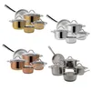 Four different sets of cookware are displayed against a white background. Produktbild-Vorschau