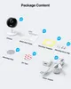 A flat lay of the contents of a product package, including a camera, power adapter, and mounting accessories. Produktbild-Vorschau